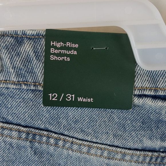 Wild Fable Women's 12 Blue Jeans High Rise Bermuda Shorts - Picture 8 of 15